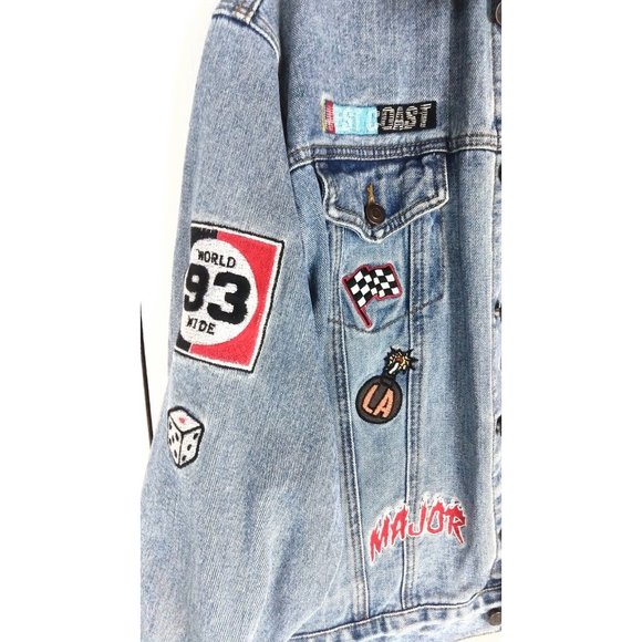 Patch faded blue denim  jean jacket west coast phoenix 79 distressed - Picture 6 of 9